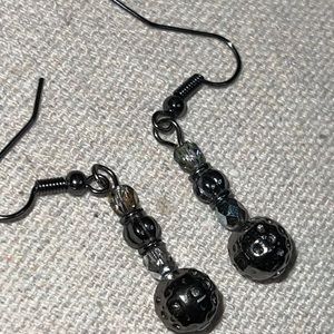Gunmetal & Crystal Earrings.